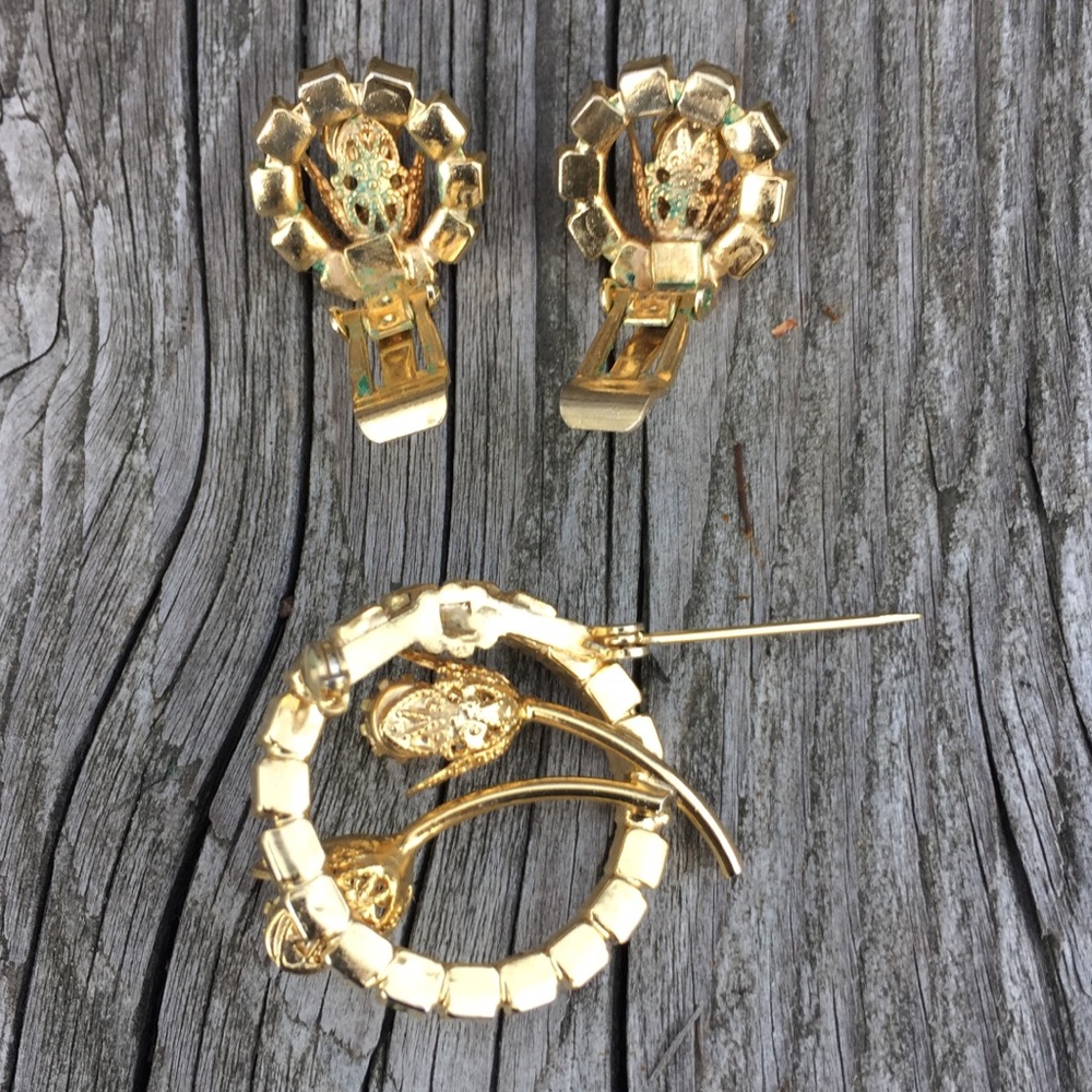 Vintage Judy Lee Amber Wreath Earring/Brooch Set! EUC! - Picture 4 of 10